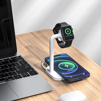 15W Fast Charging Desktop 2 In 1 Wireless Charger for Magnetic Watch Mobile Phone